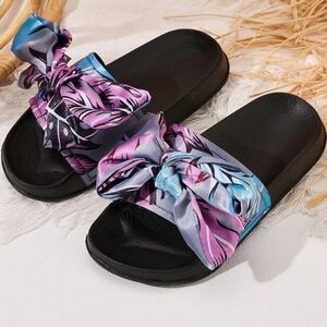 Flat Slide Sandals Slip-On Waterproof Flip-Flops Casual Shoes, Pink Blue, Gray